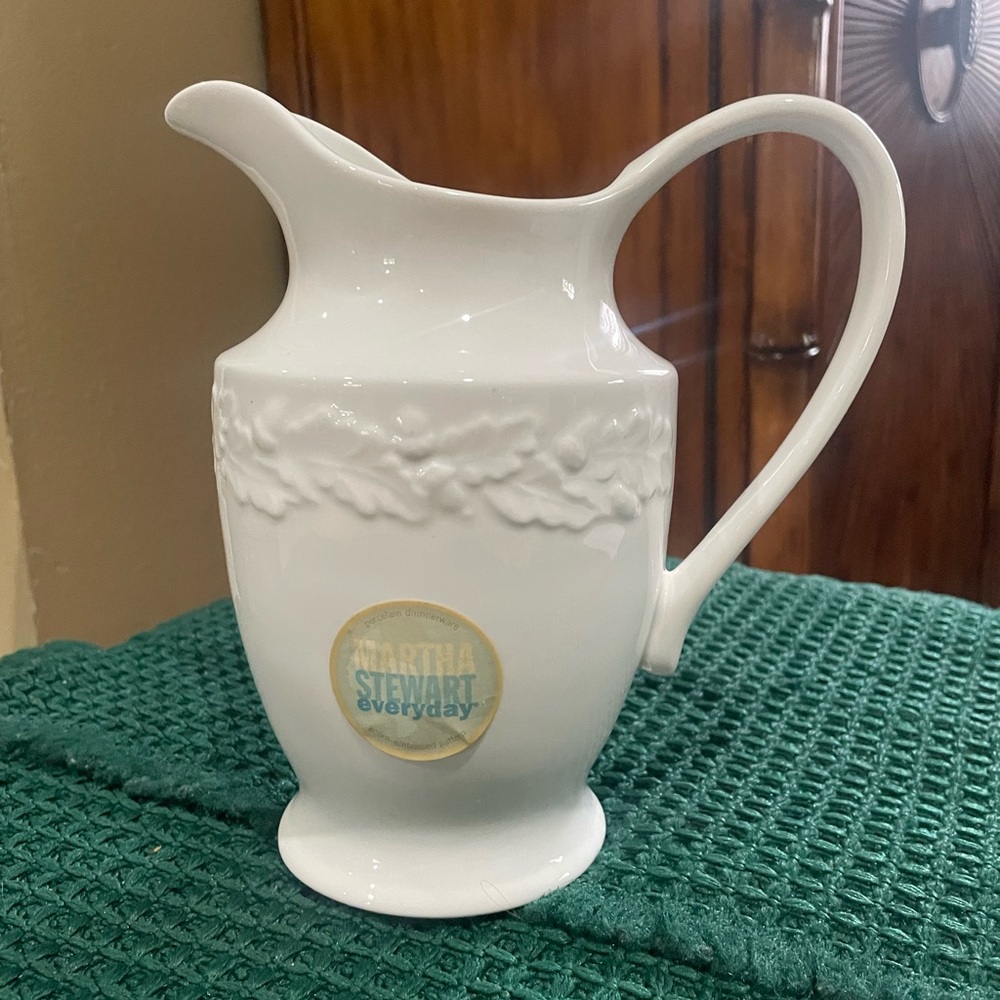 Martha Stewart Everyday White Embossed PitcherNew